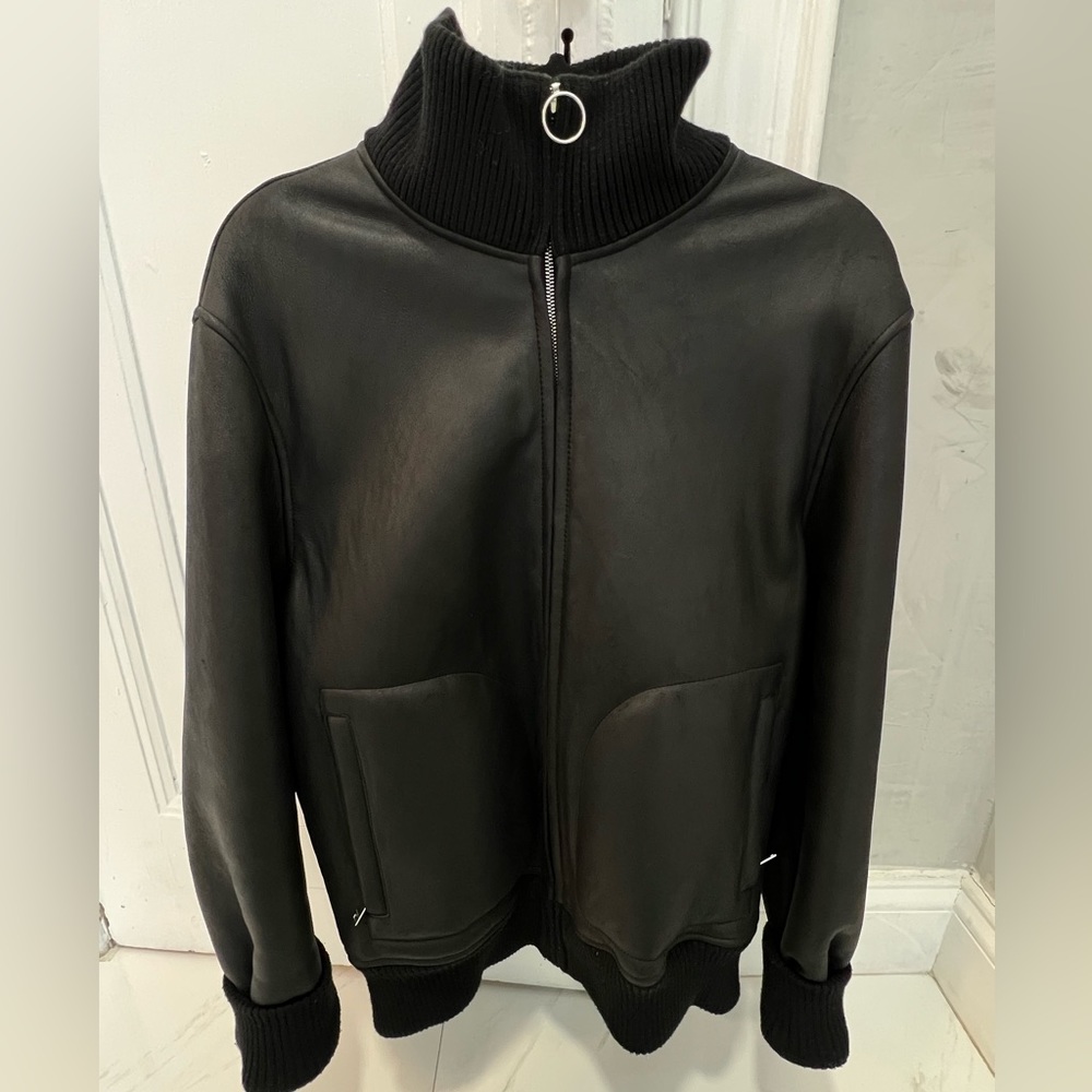 SANDRO Paris leather and shearling jacket